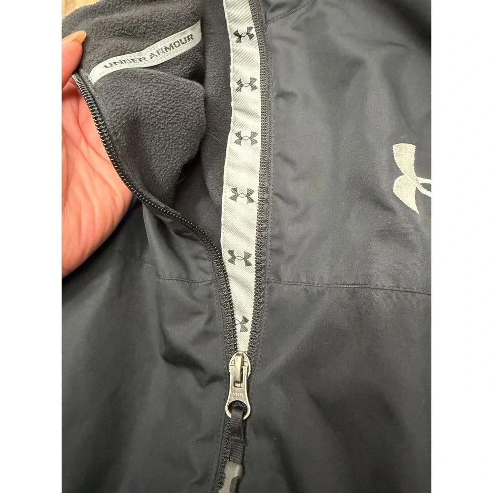 Under Armour Black Fleece Lined Full Zip Windbreaker Jacket Men's XL